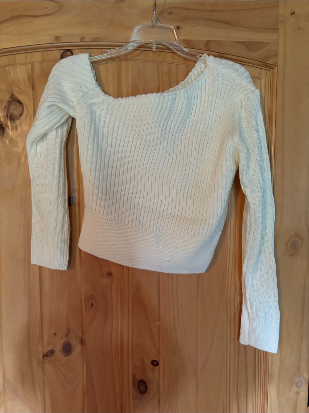 Cream Ribbed Knit Sweater Top